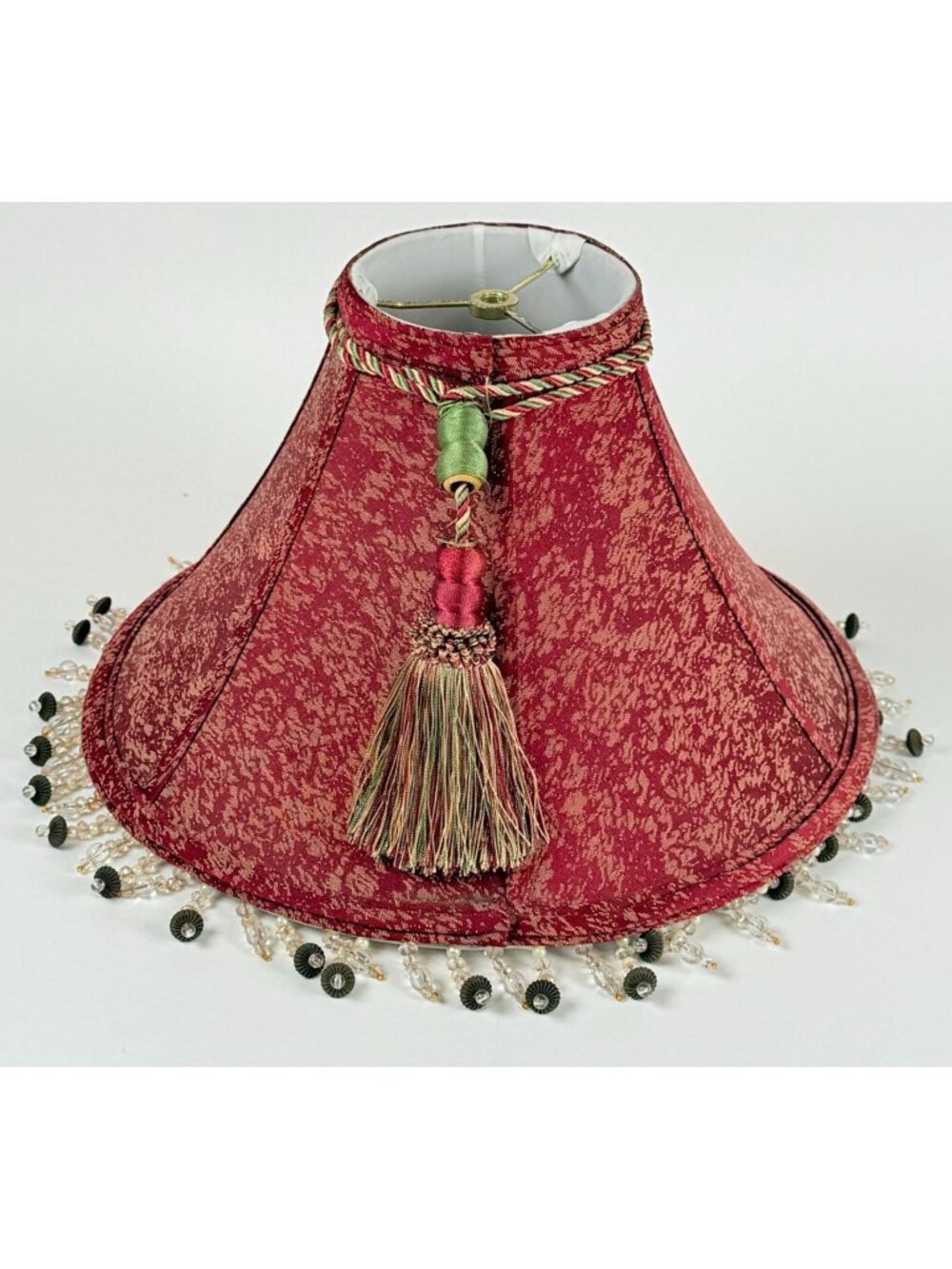 Decorative Red Tassel Lampshade 20" Diameter Beads Trim Embellished